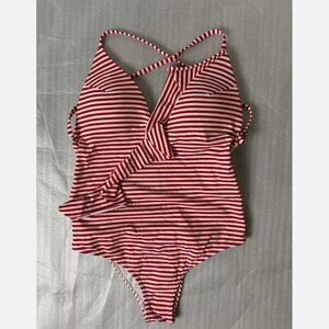 Calzedonia Cobey Swimsuit Women One-piece Striped Red White Size L